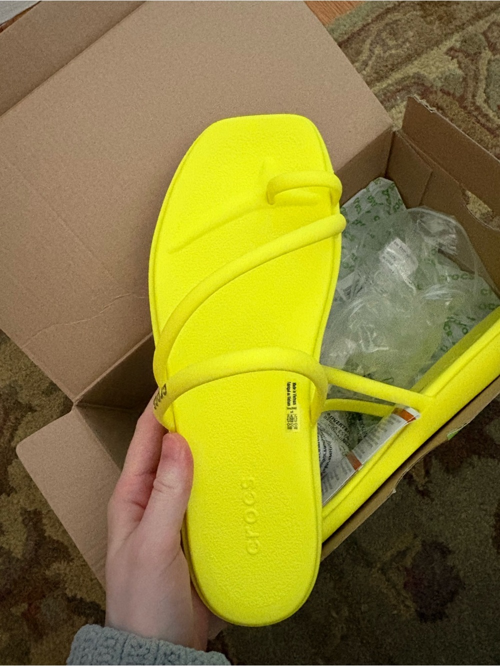 CROCS Women's Bright Yellow Strappy Slide Sandal